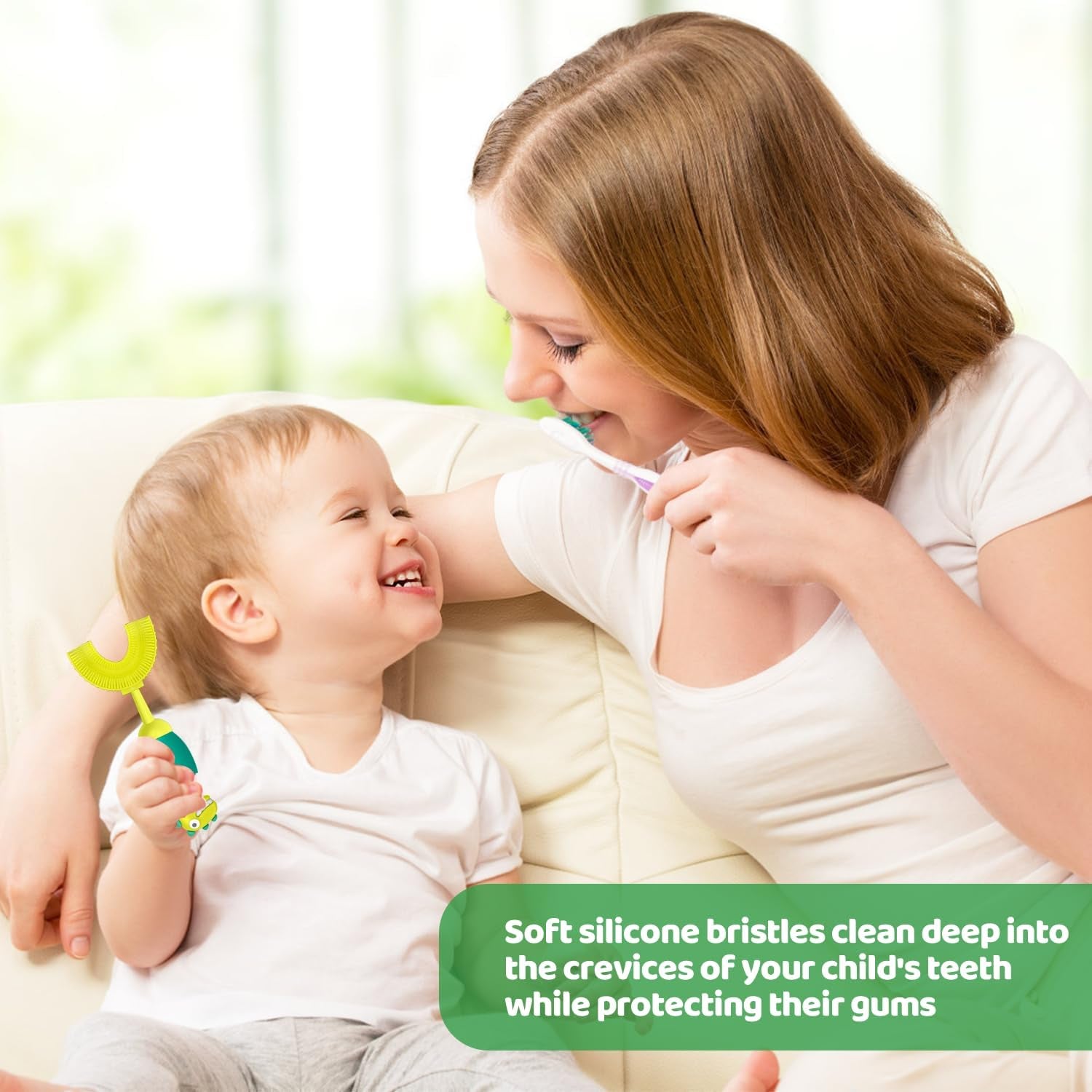 U-Shaped Toothbrush for Kids Ages 2-7, Soft Food-Grade Silicone for Sensitive Gums, 360° Teeth Cleaning Design, Training & Travel-Friendly Toddlers' Toothbrush