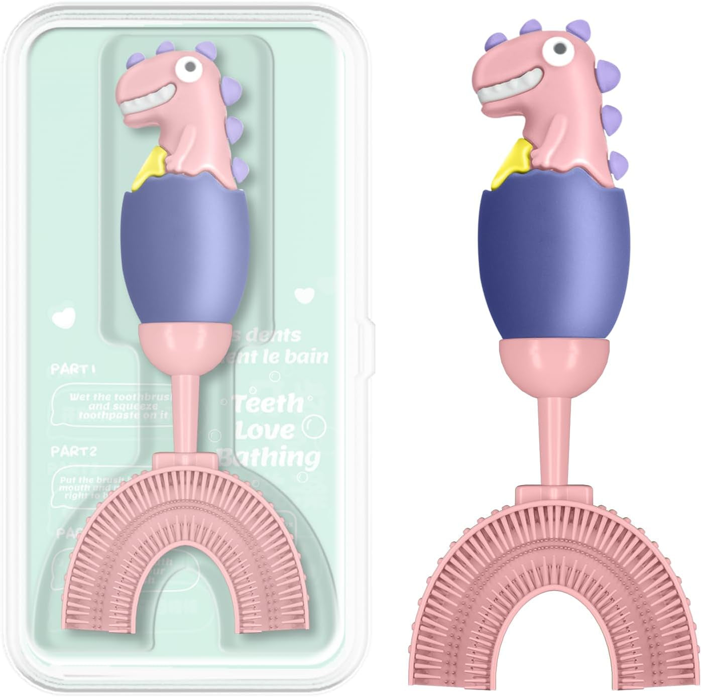 U-Shaped Toothbrush for Kids Ages 2-7, Soft Food-Grade Silicone for Sensitive Gums, 360° Teeth Cleaning Design, Training & Travel-Friendly Toddlers' Toothbrush