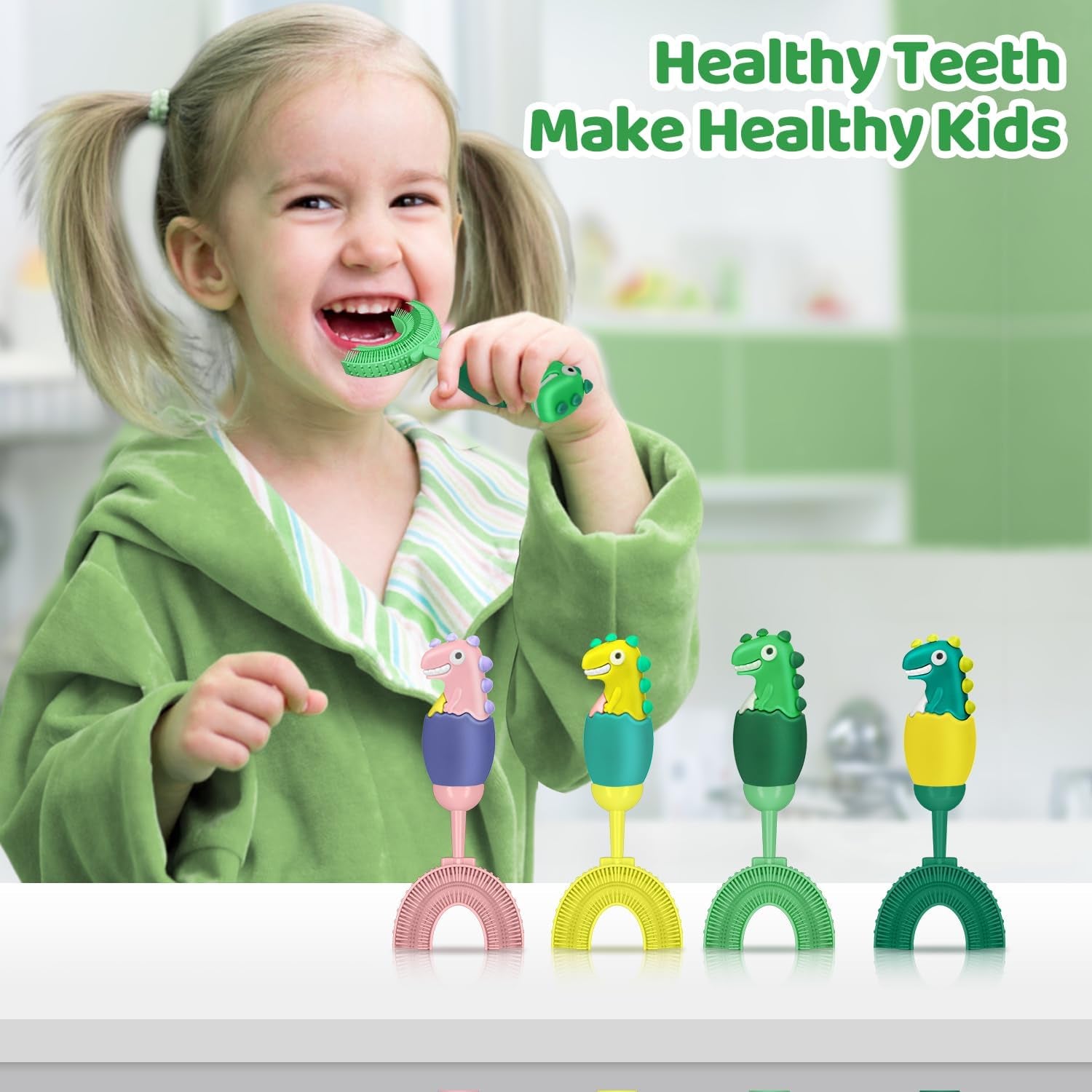 U-Shaped Toothbrush for Kids Ages 2-7, Soft Food-Grade Silicone for Sensitive Gums, 360° Teeth Cleaning Design, Training & Travel-Friendly Toddlers' Toothbrush